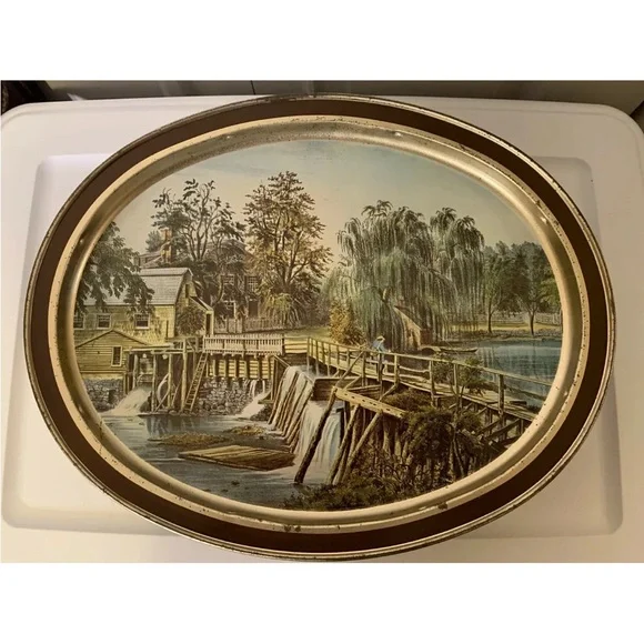 Vintage Sunshine biscuits‎ the blacksmith oval advertising Tray sleepy hollow